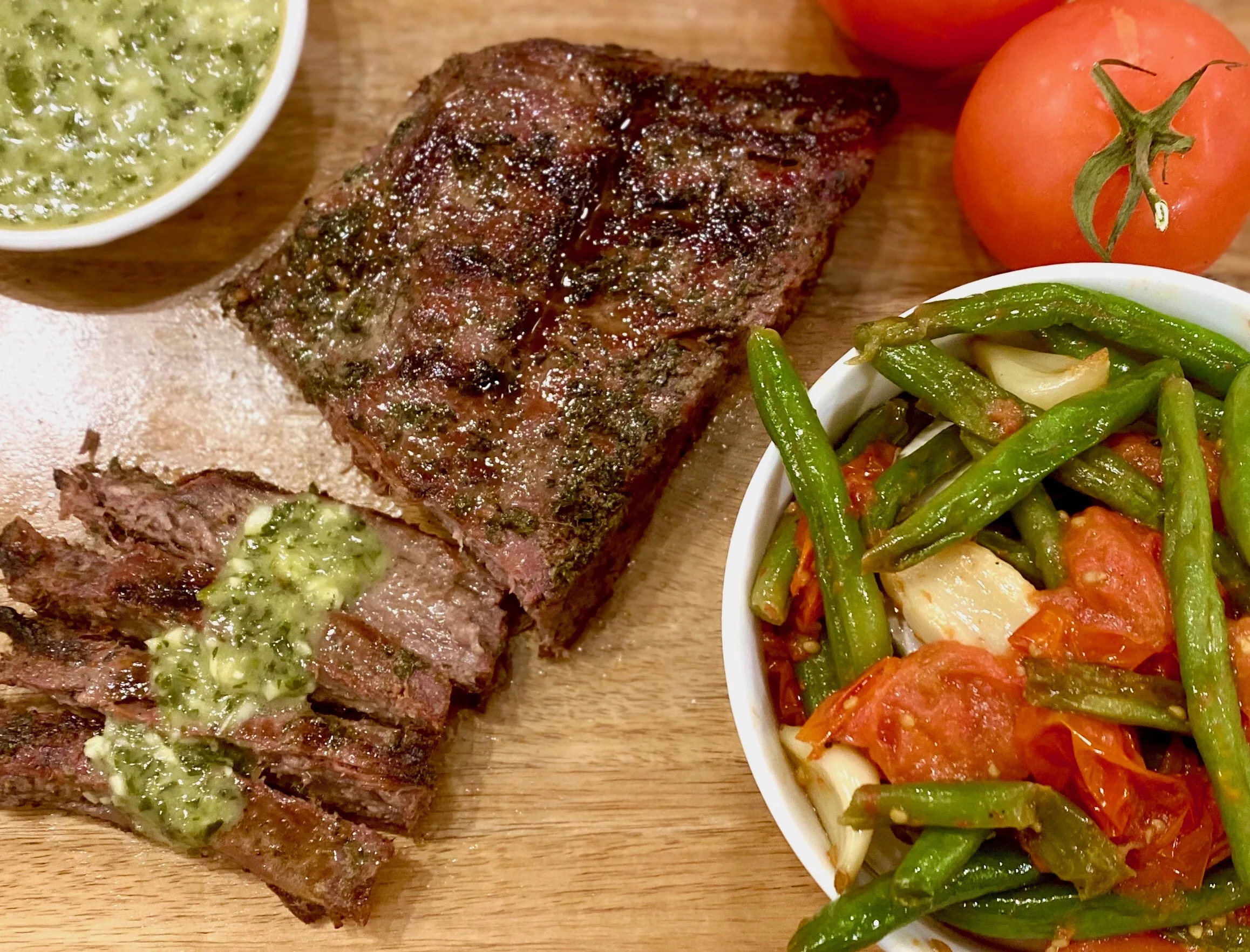 Grilled Chimichurri Steak with Green Beans